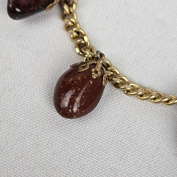 Vintage Burgundy Natural Stone Charm Bracelet - Picture 4 of 6